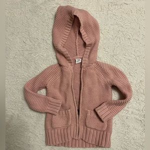 Dusty rose colored knit zip hoodie baby gap EUC size 12-18mo